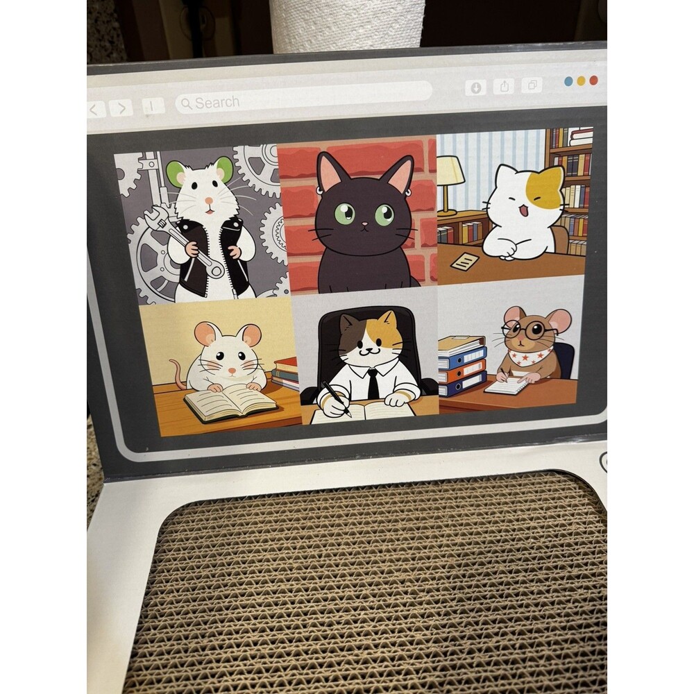 Cat Scratcher Laptop Cat Toy Kitten Cardboard Scratching Pad with Mouse